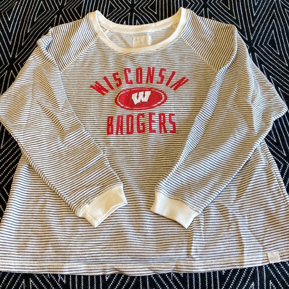 Blue 84 Tops - Wisconsin Badger Striped Sweatshirt